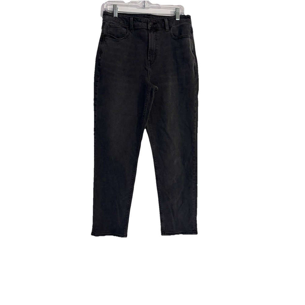 American Eagle Mom Straight Jean Black Distressed  Denim Size 10 Regular‎ Jeans